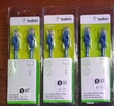 Lot of 3 - Belkin Ethernet Cable (Blue) Cat5e Networking Cable 2M 6.6ft | New picture