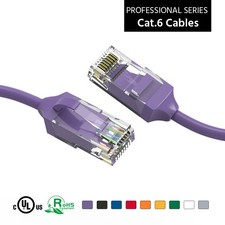 10 Pack of 8Ft CAT6 28AWG Slim Ethernet Network Cable Purple picture