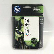 HP 14 Black & Tri-Color Ink Cartridges Combo Pack OEM Sealed Expired 2013 picture