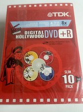 TDK 10 PACK DVD+R  Recordable DVD's with Slim Cases Digital Hollywood Design picture