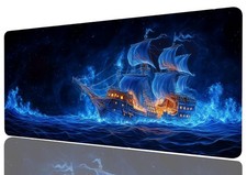 31.5x11.8 Inch Pirate Ship Gaming Mouse Pad Ocean Landscape Dark Blue Water picture