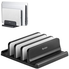 Vertical Laptop Stand, 3 Slot Adjustable Laptop Storage Rack and Desk Organiz... picture