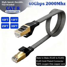 10FT-35FT flat Cat 8 Ethernet Cable Braided 40Gbps 2000Mhz CAT8 Network Cables picture