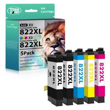 5Pack T822XL 822XL Ink Cartridge For Epson WorkForce Pro WF-3820 WF-4834 WF-4833 picture