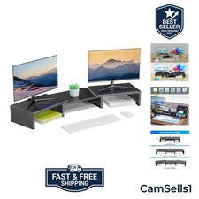 Elegant Ergonomic Dual Monitor Stand Riser for Effortless Workspace Organization picture