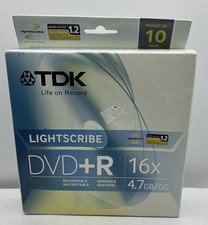 TDK Lightscribe DVD+R 4.7GB 16X Blank Discs 10 Pack Spindle New Sealed picture