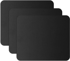 Set 3 Mouse Pads Negro Con Borde Comodo Base Antideslizante Lavable Oficina picture