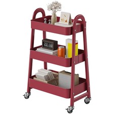 Metal Rolling Storage Cart 3 Tier Lockable Wheels Utility OLIXIS Tiers picture