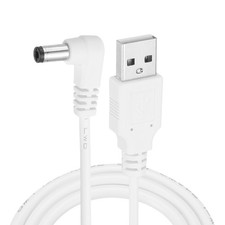 2Pcs 3.3ft USB A Type 5.5 x 2.5mm L-Shaped Head Power Connector, White picture