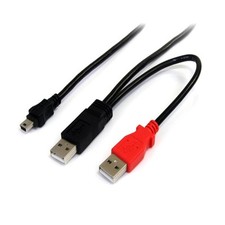 Startech 1 Ft Usb Y Cable For External Hard Drive - Usb A To Mini  picture