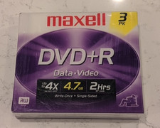 MAXELL DVD+R DATA VIDEO 3 PACK RECORDABLE MEDIA w/ JEWEL CASES - NEW SEALED picture