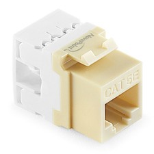 NavePoint 180 Degree Cat5e Keystone Jack, RJ45 Ethernet, Type 110 Ivory, 25-Pack picture