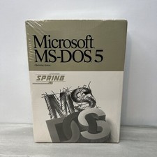 Microsoft MS-DOS Operating System Ver 5 on 3.5 Disks Sealed Big Box OEM RARE PC picture