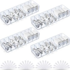 Tatuo 4 Pcs Cable Organizer with 40 Wire Ties, Plastic Cord Storage Charger Box picture