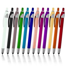 Universal Touch Screen Stylus Pen with Ballpoint - 12 Pack Assorted Colors for T picture
