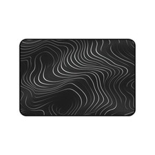 Abstract Topographic Lines Desk Mat | Black Wave Pattern picture