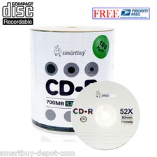 100 Pack Smartbuy CD-R 52X 700MB/80Min Logo Top Surface Blank Media Record Disc picture