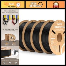 High-Quality 1.75mm PETG 3D Printer Filament - Black, 4 Pack Bundle, Durable & E picture