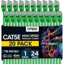 20 PCS Cat5e Ethernet Cable 1.5-15ft Fast Internet LAN Cord with RJ45 Connectors picture