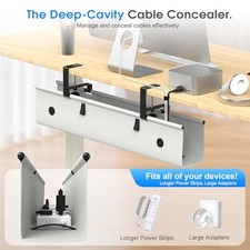GRAY - KIGJU UNDER DESK CABLE MANAGEMENT TRAY, 30-INCH NO-DRILL CORD ORGANIZER picture