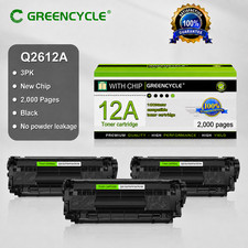 GREENCYCLE 3PK Q2612A Toner Cartridge Compatible with HP LaserJet 1015 1018 3010 picture