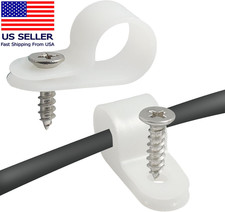 1/2 in P-Type Rope Light Clips, 100 Pcs Nylon Cable Clamps, White picture