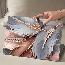 2 Elegant Feather Pearl Design Sticker Durable PET Material Stylish Rose Gold picture