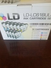 LD 10 Pack LC61 Black & Color Ink Cartridge Set for Brother Printer picture