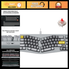 Custom Mechanical Keyboard 65% Alice Layout QMK/VIA Hot-Swappable Gateron Red Sw picture