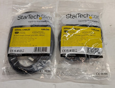 2x StarTech MXT1003MBK 10ft/3m Black DB9 M/F Straight Through Serial Cable NOS picture