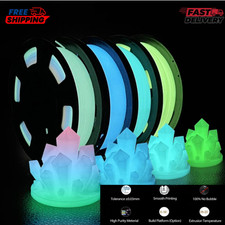 3D Printer Filament Bundle Glow in Dark Multicolor PLA 1.75mm 4 Pack picture