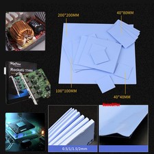 Blue Silicone Thermal Pad Sheet GPU CPU Chip Sink Heatsink Pads Thick 0.3mm-2mm picture