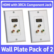 2 Pack HDMI Wall Plate with RGB RCA Component Video Audio Faceplate Jack - White picture