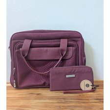 Samantha Brown Laptop Bag & Wallet Set Women OS Burgundy Recycled Fabric Travel picture