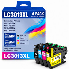 LC3013XL Ink Cartridges 4Pack High Yield Compatible For LC3013 MFC-J491DW J895DW picture