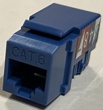 Keystone CAT6 Ethernet RJ-45 110 Punch Down Blue Jack - 25 Count picture