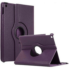 Leather Flip 360° Rotating Portfolio Stand Case for iPad Mini 4, Mini 5 PURPLE picture