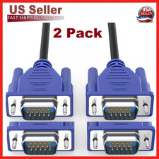 2 x Premium Heavy Duty 5ft VGA SVGA Video Cable Male to Male PC Laptop Monitor picture