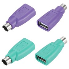 4 Pcs PS/2 to USB Port PS/2 to USB Adapter PS/2 Male to USB Female Green/Purple picture