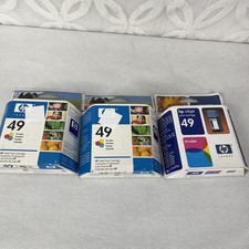 3 Genuine Oem HP 49 Tri Color Ink Sealed Boxes Expired 11/2004 & 7/2008 51649an picture