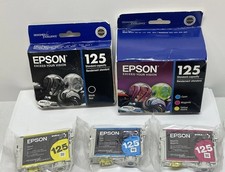 Genuine Epson 125 Black Cyan Magenta & Yellow Ink Cartridges (7 Total) Exp 2014 picture