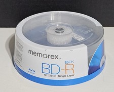 Memorex BD-R 15 Pack 25GB 6x Recordable Blu-ray Discs Spindle - BRAND NEW SEALED picture