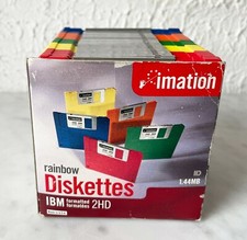Imation Rainbow Diskettes IBM Formatted 2HD 1.44MB Open Box of 28 Disks picture