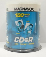 Magnavox CD-R 100 Discs Pack 52X 700MB 80 Min Brand New Sealed Blank Media picture
