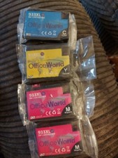 Lot Of 4 933xl Office World Ink Cartridges Cyan, Yellow 2x Magenta Brand New picture