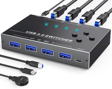 USB 3.0 Sharing Switch - 4 Computers Share - Buttons and Remote- 425-#1 picture