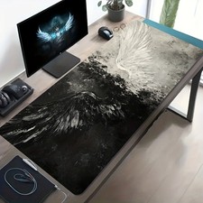 1pc Large Size Esports Gaming Mouse Pad, Black And White Double Wings Abstract picture