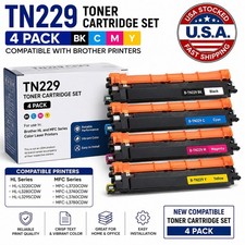 TN229 Toner Cartridge 4 Pack BK C M Y Compatible Brother HL MFC Open Box picture