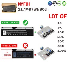 ✅LOT NYFJH GW0K9 0WNRC Battery For Dell-Precision 7530 7730 7540 7740 11.4V 97WH picture