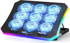 KeiBn Upgraded Gaming Laptop Cooler Pad with 9 Quiet RGB Fans, K9-Blue, Blue  picture